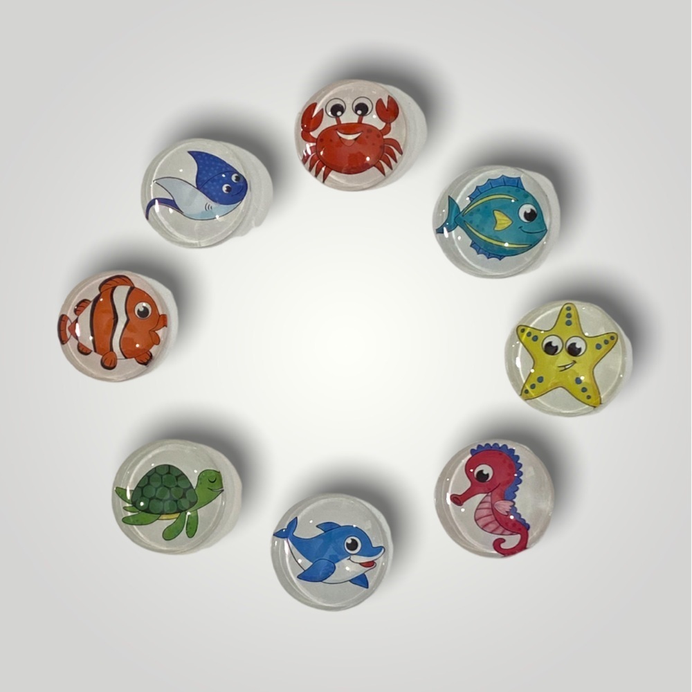 Set of 8 𝑯𝒂𝒏𝒅𝒎𝒂𝒅𝒆 Sea Animal Cabachon Magnets 1” Gift 🎁 Ocean - Picture 4 of 14
